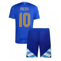 Camisa de time de futebol Argentina Lionel Messi #10 Replicas 2º Equipamento Infantil Copa America 2024 Manga Curta (+ Calças curtas)